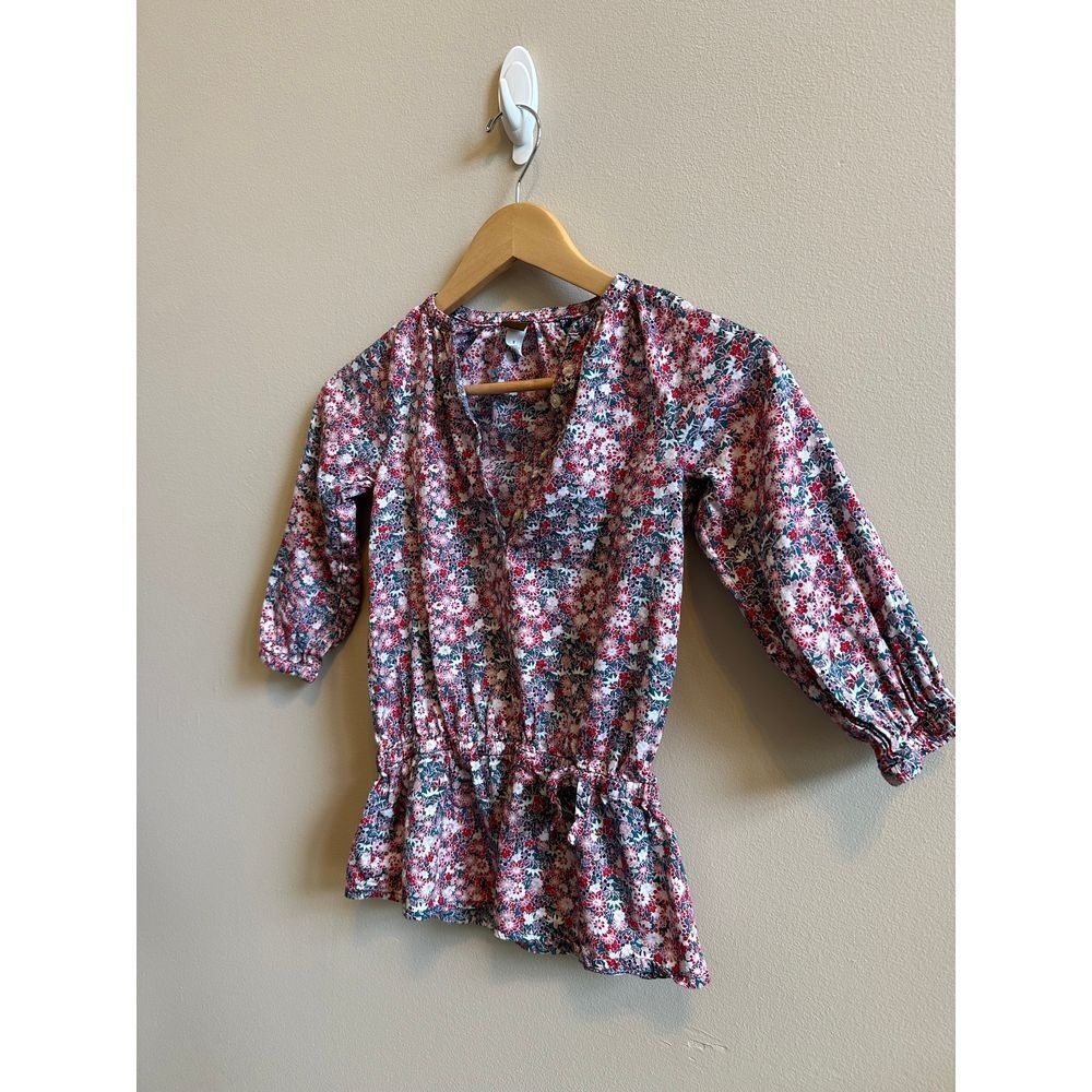 Tea Collection Floral Long Sleeve Button Down Tunic Girls Size 8
